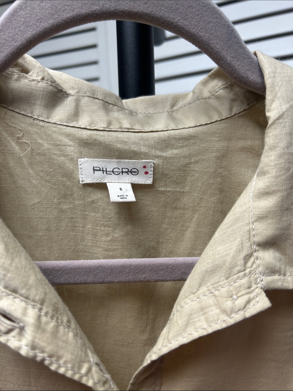 NWOT Pilcro Blue and White and khaki and whitePlaid Ruffle Blouse - Picture 9 of 10